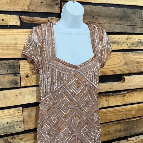 Adrianna Papell Beaded Gown in Nude and Silver - Picture 5 of 12